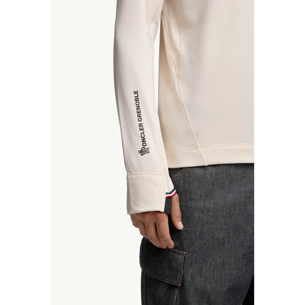 Moncler Polartec Polo Neck in White, view 6 | Men's Skiwear | Coveti