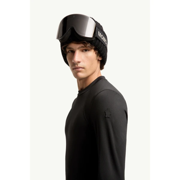 Moncler Polartec Sweatshirt in Black, view 3 | Men's Skiwear | Coveti