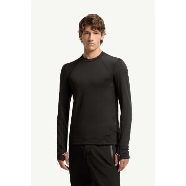 Moncler Polartec Sweatshirt in Black, view 4 | Men's Skiwear | Coveti