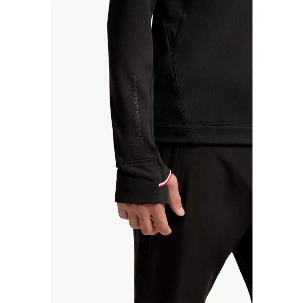 Moncler Polartec Sweatshirt in Black, view 6 | Men's Skiwear | Coveti