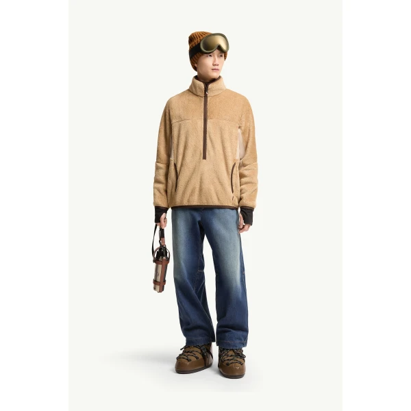 Moncler Polartec Sweatshirt in Camel Beige, view 2 | Men's Sweatshirts | Coveti