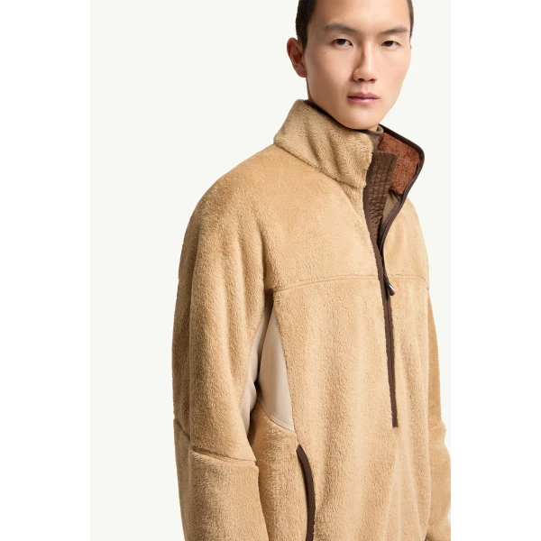 Moncler Polartec Sweatshirt in Camel Beige, view 6 | Men's Sweatshirts | Coveti