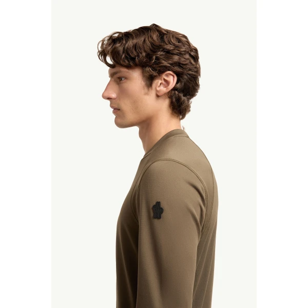 Moncler Polartec Sweatshirt in Dark Green, view 3 | Men's Skiwear | Coveti