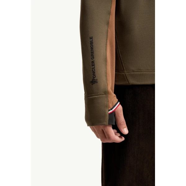 Moncler Polartec Sweatshirt in Dark Green, view 6 | Men's Skiwear | Coveti