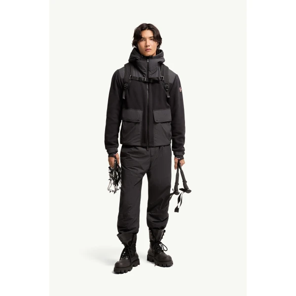 Moncler Polartec Zip-Up Hoodie in Black, view 2 | Men's Sweatshirts | Coveti