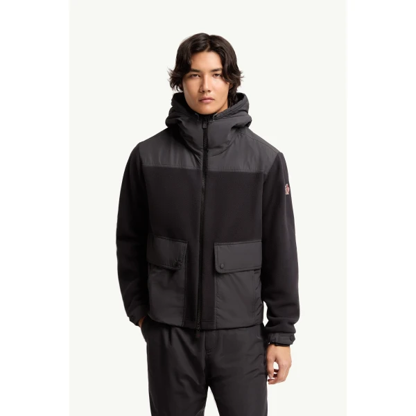 Moncler Polartec Zip-Up Hoodie in Black, view 4 | Men's Sweatshirts | Coveti