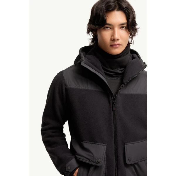 Moncler Polartec Zip-Up Hoodie in Black, view 6 | Men's Sweatshirts | Coveti