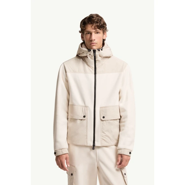 Moncler Polartec Zip-Up Hoodie in Light Beige, view 4 | Men's Sweatshirts | Coveti