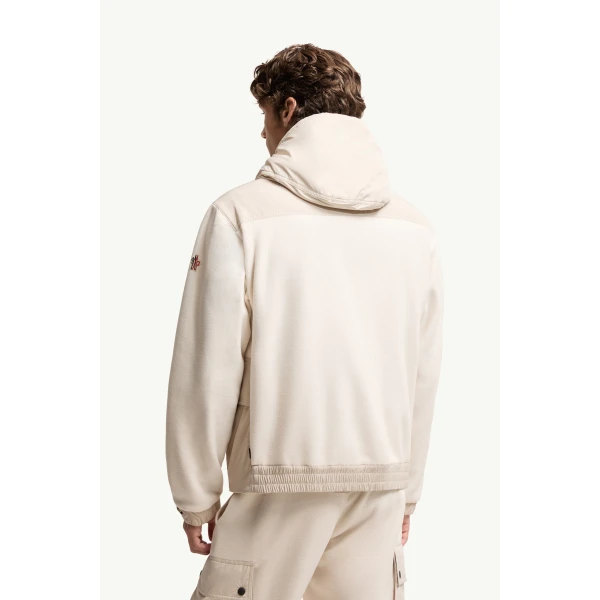 Moncler Polartec Zip-Up Hoodie in Light Beige, view 5 | Men's Sweatshirts | Coveti