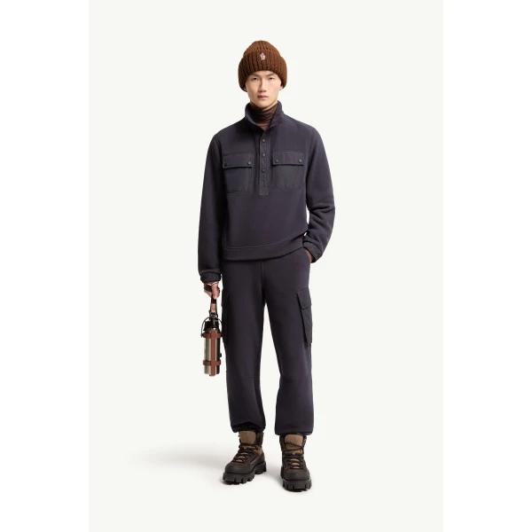 Moncler Polartec Zip-Up Sweatshirt in Dark Blue, view 2 | Men's Sweatshirts | Coveti