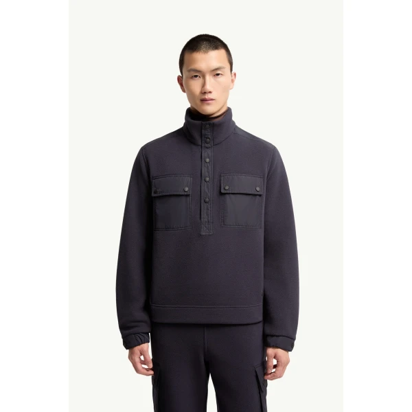 Moncler Polartec Zip-Up Sweatshirt in Dark Blue, view 4 | Men's Sweatshirts | Coveti