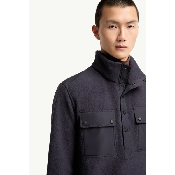 Moncler Polartec Zip-Up Sweatshirt in Dark Blue, view 6 | Men's Sweatshirts | Coveti