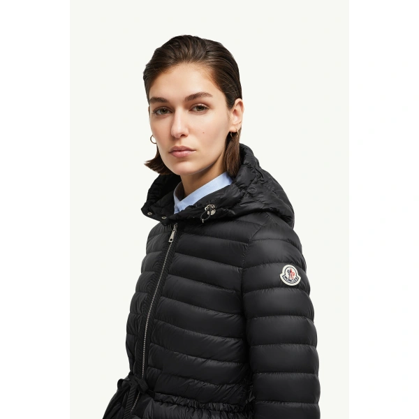 Moncler Raie Hooded Short Down Jacket in Black, view 3 | Women's Puffer Jackets | Coveti