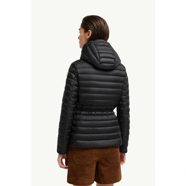 Moncler Raie Hooded Short Down Jacket in Black, view 5 | Women's Puffer Jackets | Coveti