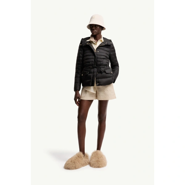 Moncler Raies Hooded Short Down Jacket in Black, view 2 | Women's Puffer Jackets | Coveti