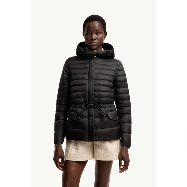 Moncler Raies Hooded Short Down Jacket in Black, view 4 | Women's Puffer Jackets | Coveti