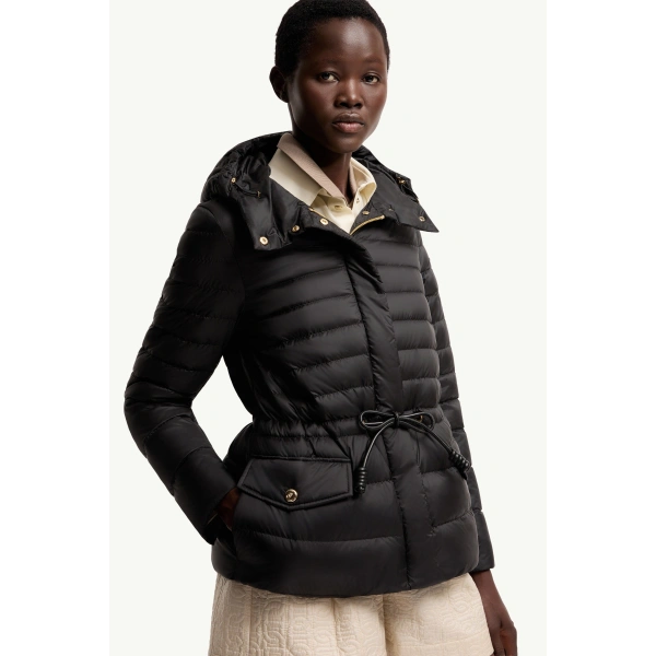 Moncler Raies Hooded Short Down Jacket in Black, view 6 | Women's Puffer Jackets | Coveti