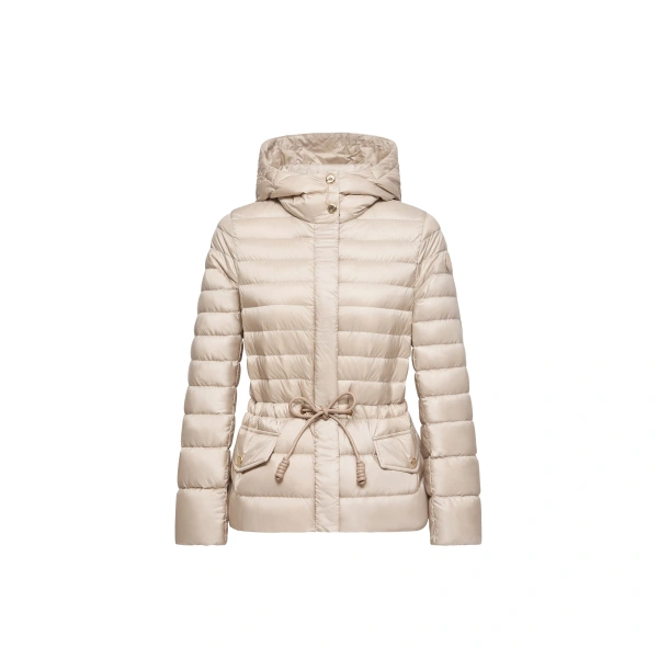Raies Hooded Short Down Jacket in Light Beige