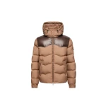 Moncler Ravelis Hooded Zig-Zag Quilted Short Down Jacket in Beige | Men's Jackets | Coveti