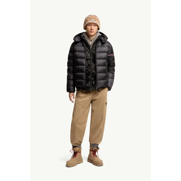 Moncler Ravenlock Hooded Short Down Jacket in Black, view 2 | Men's Jackets | Coveti