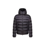 Moncler Ravenlock Hooded Short Down Jacket in Dark Blue | Men's Jackets | Coveti