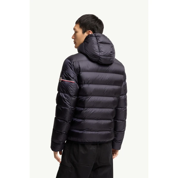 Moncler Ravenlock Hooded Short Down Jacket in Dark Blue, view 5 | Men's Jackets | Coveti