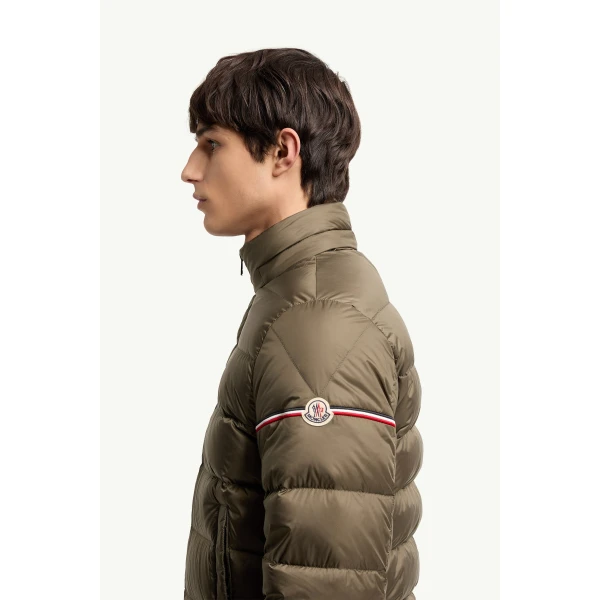 Moncler Ravenlock Hooded Short Down Jacket in Khaki, view 3 | Men's Jackets | Coveti