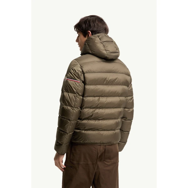 Moncler Ravenlock Hooded Short Down Jacket in Khaki, view 5 | Men's Jackets | Coveti