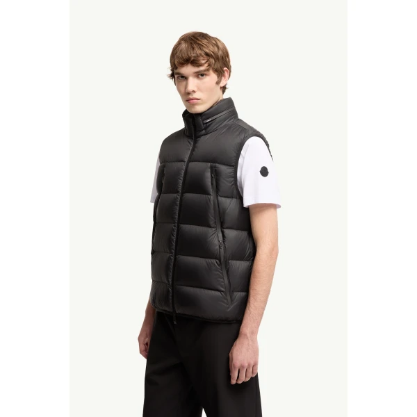 Moncler Reticone Down Gilet in Black, view 4 | Men's Jackets | Coveti