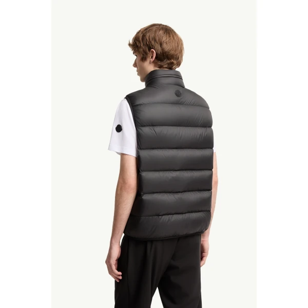 Moncler Reticone Down Gilet in Black, view 5 | Men's Jackets | Coveti