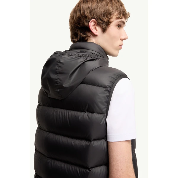 Moncler Reticone Down Gilet in Black, view 6 | Men's Jackets | Coveti