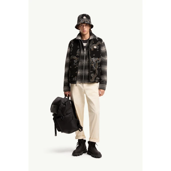Moncler Reversible Paisley Print Padded Teddy Gilet in Black, view 2 | Men's Jackets | Coveti