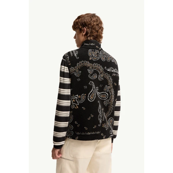 Moncler Reversible Paisley Print Padded Teddy Gilet in Black, view 5 | Men's Jackets | Coveti