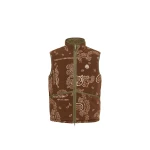 Moncler Reversible Paisley Print Padded Teddy Gilet in Brown & Green | Men's Jackets | Coveti