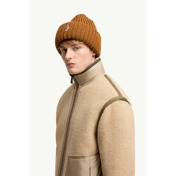 Moncler Reversible Teddy Zip-Up Sweatshirt in Beige, view 3 | Men's Sweatshirts | Coveti