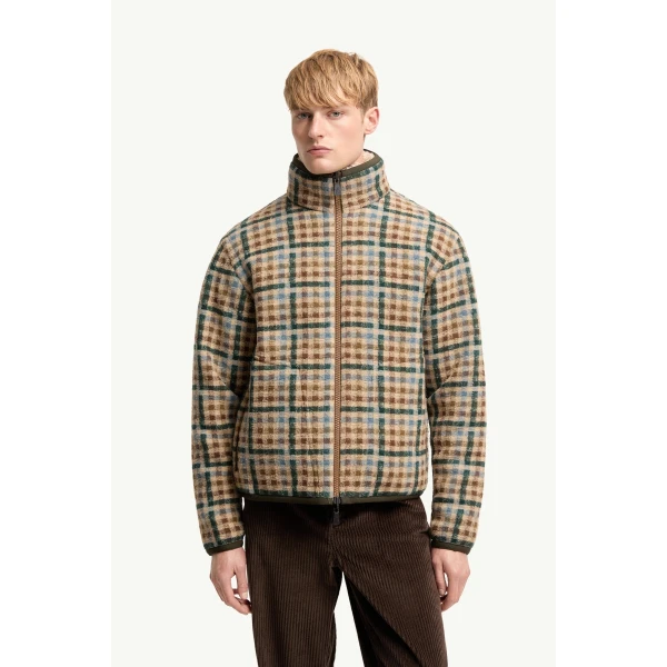 Moncler Reversible Teddy Zip-Up Sweatshirt in Beige, view 4 | Men's Sweatshirts | Coveti