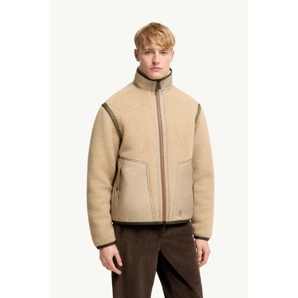 Moncler Reversible Teddy Zip-Up Sweatshirt in Beige, view 6 | Men's Sweatshirts | Coveti