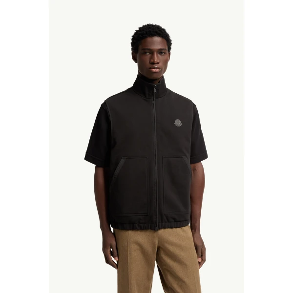 Moncler Reversible Zip-Up Gilet in Black, view 4 | Men's Jackets | Coveti