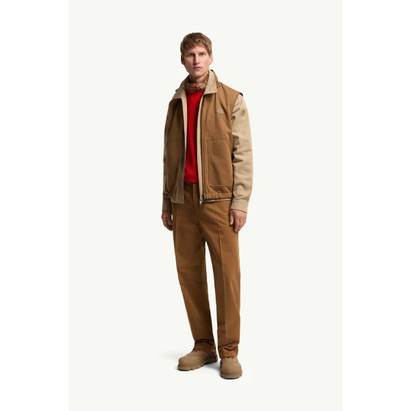 Moncler Reversible Zip-Up Gilet in Light Brown, view 2 | Men's Jackets | Coveti