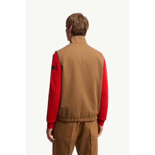 Moncler Reversible Zip-Up Gilet in Light Brown, view 5 | Men's Jackets | Coveti