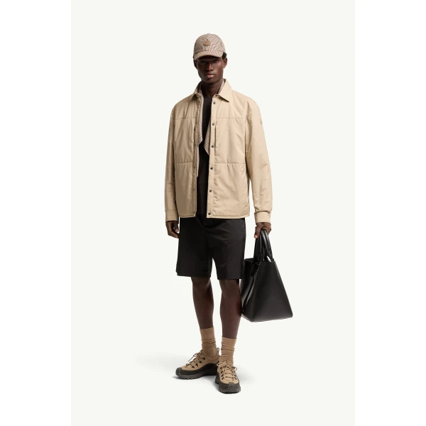 Moncler Revoline Down Shirt Jacket in Light Beige, view 2 | Men's Jackets | Coveti