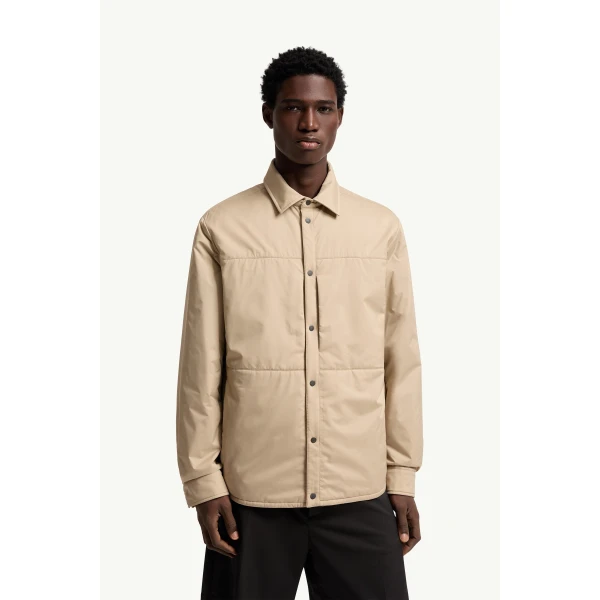 Moncler Revoline Down Shirt Jacket in Light Beige, view 4 | Men's Jackets | Coveti