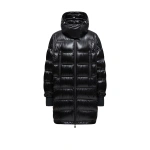 Moncler Rochelairs Hooded Long Down Jacket in Black | Women's Puffer and Down Coats | Coveti