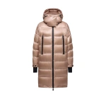 Moncler Rochelairs Hooded Long Down Jacket in Dusty Pink | Women's Puffer and Down Coats | Coveti