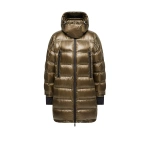 Moncler Rochelairs Hooded Long Down Jacket in Olive Green Moncler Rochelairs Hooded Long Down Jacket in Olive Green | Women's Puffer and Down Coats | Coveti