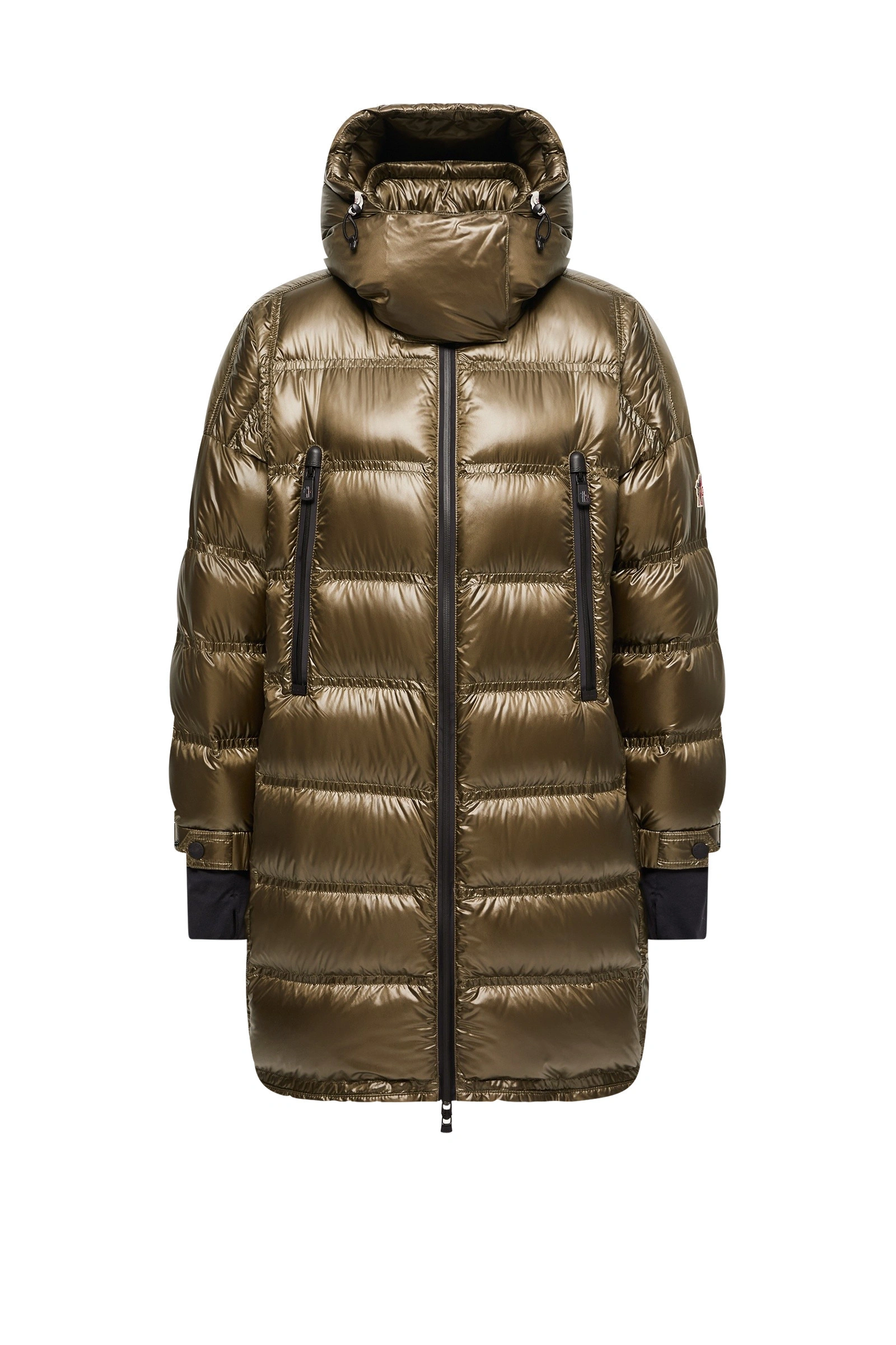Moncler Rochelairs Hooded Long Down Jacket in Olive Green Moncler Rochelairs Hooded Long Down Jacket in Olive Green | Women's Puffer and Down Coats | Coveti