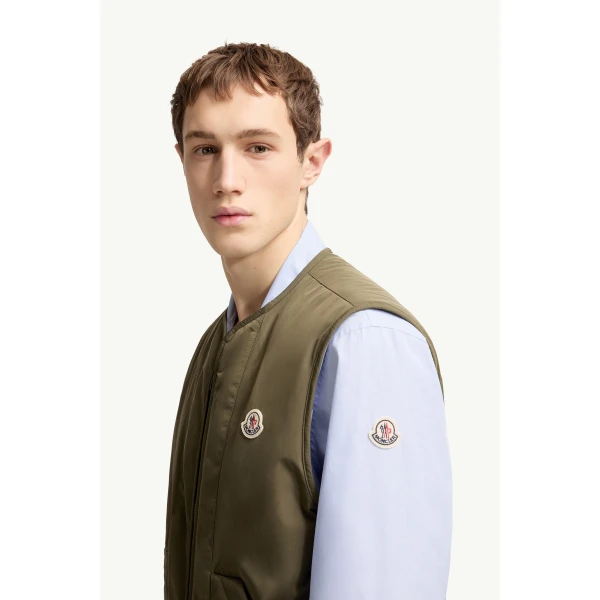 Moncler Roquille 3-in-1 Reversible Down Shirt Jacket in Olive Green, view 3 | Men's Jackets | Coveti