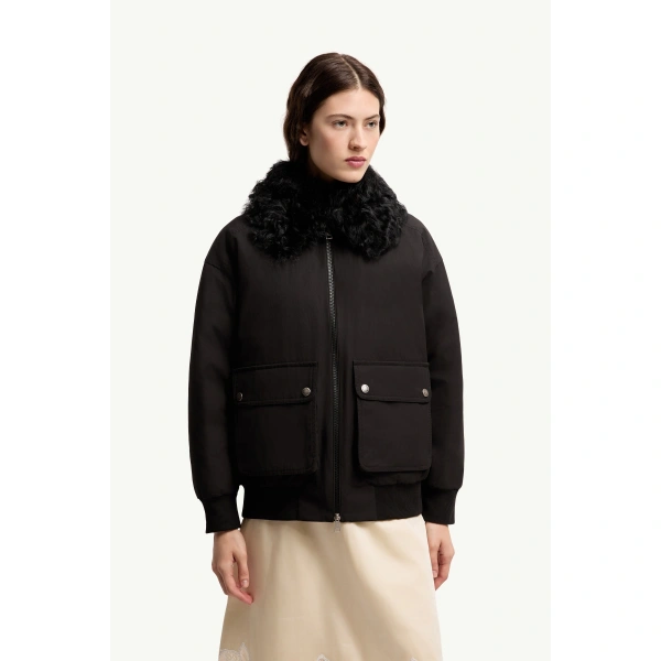 Moncler Rougequeue Short Down Jacket in Black, view 4 | Women's Puffer Jackets | Coveti