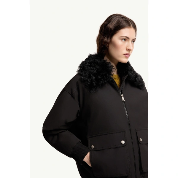 Moncler Rougequeue Short Down Jacket in Black, view 6 | Women's Puffer Jackets | Coveti