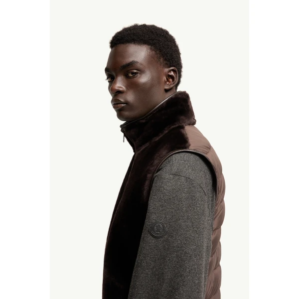 Moncler Rysfen Reversible Down Gilet in Brown, view 3 | Men's Jackets | Coveti